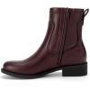imageAthlefit Womens Ankle Boots Chunky Low Heel Fashion Round Toe Side Zipper Short Chelsea BootsBurgundy