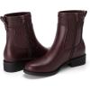 imageAthlefit Womens Ankle Boots Chunky Low Heel Fashion Round Toe Side Zipper Short Chelsea BootsBurgundy