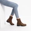 imageAthlefit Womens Ankle Boots Chunky Low Heel Fashion Round Toe Side Zipper Short Chelsea BootsTan