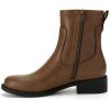 imageAthlefit Womens Ankle Boots Chunky Low Heel Fashion Round Toe Side Zipper Short Chelsea BootsTan