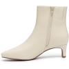 imageAthlefit Womens Ankle Boots Comfortable Low Heel Pointed Square Toe Dress Short Boots with Side ZipperBeige