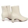 imageAthlefit Womens Ankle Boots Comfortable Low Heel Pointed Square Toe Dress Short Boots with Side ZipperBeige