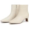 imageAthlefit Womens Ankle Boots Comfortable Low Heel Pointed Square Toe Dress Short Boots with Side ZipperBeige