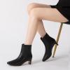 imageAthlefit Womens Ankle Boots Comfortable Low Heel Pointed Square Toe Dress Short Boots with Side ZipperBlack