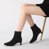 imageAthlefit Womens Ankle Boots Comfortable Low Heel Pointed Square Toe Dress Short Boots with Side ZipperBlack Suede