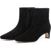 imageAthlefit Womens Ankle Boots Comfortable Low Heel Pointed Square Toe Dress Short Boots with Side ZipperBlack Suede
