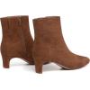 imageAthlefit Womens Ankle Boots Comfortable Low Heel Pointed Square Toe Dress Short Boots with Side ZipperBrown Suede