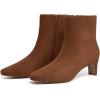 imageAthlefit Womens Ankle Boots Comfortable Low Heel Pointed Square Toe Dress Short Boots with Side ZipperBrown Suede