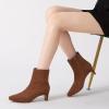 imageAthlefit Womens Ankle Boots Comfortable Low Heel Pointed Square Toe Dress Short Boots with Side ZipperBrown Suede