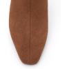 imageAthlefit Womens Ankle Boots Comfortable Low Heel Pointed Square Toe Dress Short Boots with Side ZipperBrown Suede