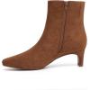 imageAthlefit Womens Ankle Boots Comfortable Low Heel Pointed Square Toe Dress Short Boots with Side ZipperBrown Suede