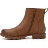 imageAthlefit Womens Ankle Boots Comfortable Lug Sole Chunky Low Heel Zipper Short BootiesBrown