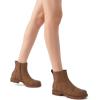 imageAthlefit Womens Ankle Boots Comfortable Lug Sole Chunky Low Heel Zipper Short BootiesBrown