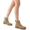 imageAthlefit Womens Ankle Boots Comfortable Lug Sole Chunky Low Heel Zipper Short BootiesKhaki
