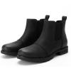 imageAthlefit Womens Chelsea Boots Low Heel Slip On Lug Sole Elastic Short Ankle BootiesBlack