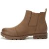 imageAthlefit Womens Chelsea Boots Low Heel Slip On Lug Sole Elastic Short Ankle BootiesBrown