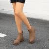 imageAthlefit Womens Chelsea Boots Low Heel Slip On Lug Sole Elastic Short Ankle BootiesBrown