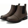 imageAthlefit Womens Chelsea Boots Low Heel Slip On Lug Sole Elastic Short Ankle BootiesDark Brown