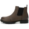 imageAthlefit Womens Chelsea Boots Low Heel Slip On Lug Sole Elastic Short Ankle BootiesDark Brown