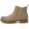 imageAthlefit Womens Chelsea Boots Low Heel Slip On Lug Sole Elastic Short Ankle BootiesKhaki