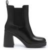 imageAthlefit Womens Chelsea Platform Boots High Chunky Heel Square Toe Boots Fashion Slip On Elastic Heeled Ankle BootiesBlack