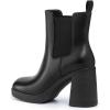 imageAthlefit Womens Chelsea Platform Boots High Chunky Heel Square Toe Boots Fashion Slip On Elastic Heeled Ankle BootiesBlack