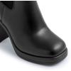 imageAthlefit Womens Chelsea Platform Boots High Chunky Heel Square Toe Boots Fashion Slip On Elastic Heeled Ankle BootiesBlack