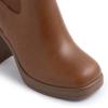 imageAthlefit Womens Chelsea Platform Boots High Chunky Heel Square Toe Boots Fashion Slip On Elastic Heeled Ankle BootiesBrown