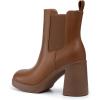 imageAthlefit Womens Chelsea Platform Boots High Chunky Heel Square Toe Boots Fashion Slip On Elastic Heeled Ankle BootiesBrown