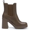 imageAthlefit Womens Chelsea Platform Boots High Chunky Heel Square Toe Boots Fashion Slip On Elastic Heeled Ankle BootiesTaupe