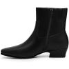 imageAthlefit Womens Chunky Low Heel Ankle Boots Fashion Square Toe Side Zipper Short BootiesBlack