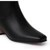 imageAthlefit Womens Chunky Low Heel Ankle Boots Fashion Square Toe Side Zipper Short BootiesBlack