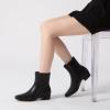 imageAthlefit Womens Chunky Low Heel Ankle Boots Fashion Square Toe Side Zipper Short BootiesBlack