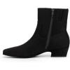 imageAthlefit Womens Chunky Low Heel Ankle Boots Fashion Square Toe Side Zipper Short BootiesBlack Suede