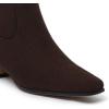 imageAthlefit Womens Chunky Low Heel Ankle Boots Fashion Square Toe Side Zipper Short BootiesBrown Suede