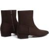 imageAthlefit Womens Chunky Low Heel Ankle Boots Fashion Square Toe Side Zipper Short BootiesBrown Suede