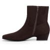 imageAthlefit Womens Chunky Low Heel Ankle Boots Fashion Square Toe Side Zipper Short BootiesBrown Suede