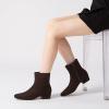 imageAthlefit Womens Chunky Low Heel Ankle Boots Fashion Square Toe Side Zipper Short BootiesBrown Suede