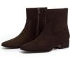 imageAthlefit Womens Chunky Low Heel Ankle Boots Fashion Square Toe Side Zipper Short BootiesBrown Suede