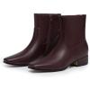 imageAthlefit Womens Chunky Low Heel Ankle Boots Fashion Square Toe Side Zipper Short BootiesBurgundy