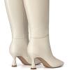 imageAthlefit Womens Kitten Heel Knee High Boots Square Toe High Heel Sexy Tall Boots with Side ZipperBeige
