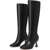imageAthlefit Womens Kitten Heel Knee High Boots Square Toe High Heel Sexy Tall Boots with Side ZipperBlack