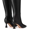 imageAthlefit Womens Kitten Heel Knee High Boots Square Toe High Heel Sexy Tall Boots with Side ZipperBlack