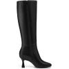 imageAthlefit Womens Kitten Heel Knee High Boots Square Toe High Heel Sexy Tall Boots with Side ZipperBlack