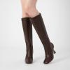 imageAthlefit Womens Kitten Heel Knee High Boots Square Toe High Heel Sexy Tall Boots with Side ZipperBrown