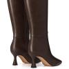 imageAthlefit Womens Kitten Heel Knee High Boots Square Toe High Heel Sexy Tall Boots with Side ZipperBrown