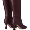 imageAthlefit Womens Kitten Heel Knee High Boots Square Toe High Heel Sexy Tall Boots with Side ZipperBurgundy