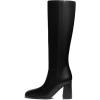 imageAthlefit Womens Knee High Boots Fashion Chunky Heel Square Toe Tall Boots Side Zipper Long BootsBlack