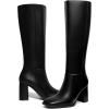 imageAthlefit Womens Knee High Boots Fashion Chunky Heel Square Toe Tall Boots Side Zipper Long BootsBlack