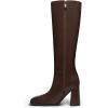 imageAthlefit Womens Knee High Boots Fashion Chunky Heel Square Toe Tall Boots Side Zipper Long BootsBrown